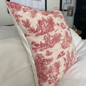French country pillow cover, farmhouse cushion covers,  Red toile de jouy, red Christmas pillows