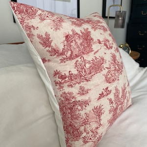 French country pillow cover, farmhouse cushion covers,  Red toile de jouy, red Christmas pillows