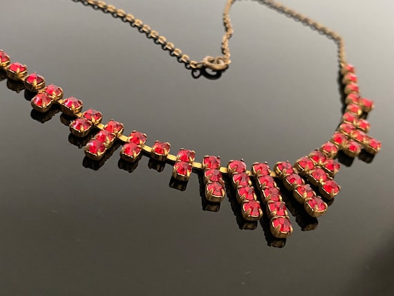 Vintage Jewelry Vintage Paste Necklace 1950s Jewelry Paste Ruby