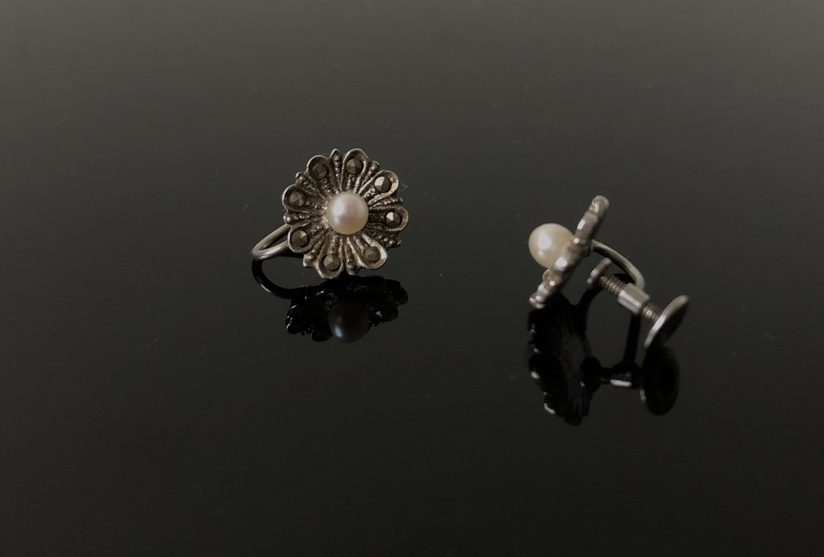 Boucles D'oreilles Pendantes Créoles Argent Massif 925 - Clous Perle, Dormeuses