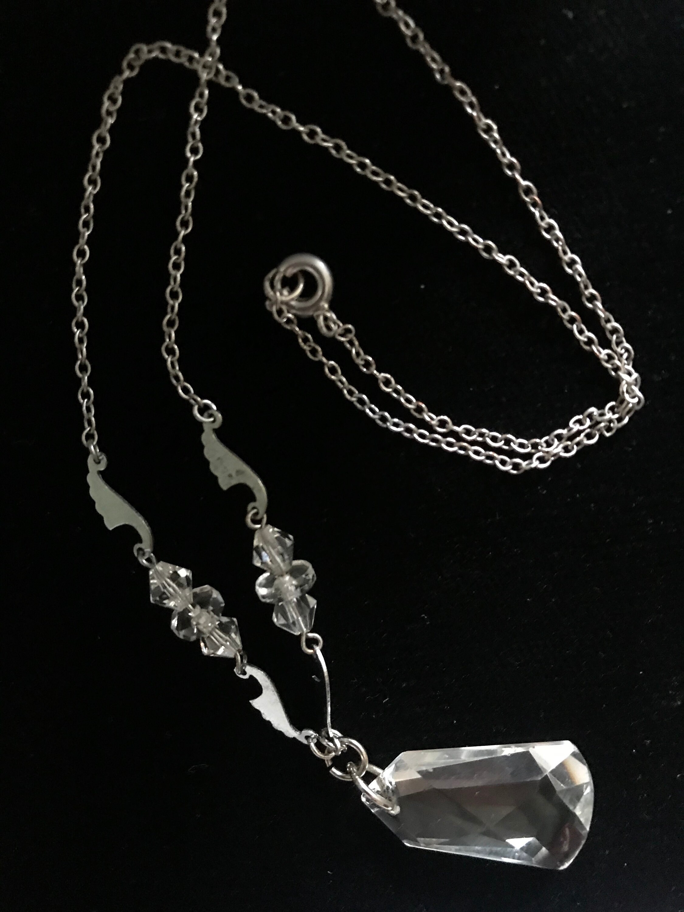 Art Deco Crystal Necklace Antique Silver Jewellery Sister Etsy