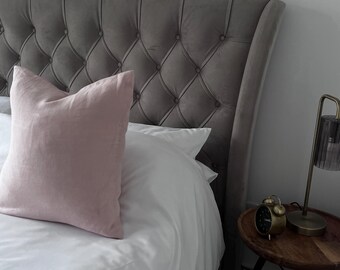 Pink Linen Pillow Cover, Blush Cushion, Minimal Home Decor