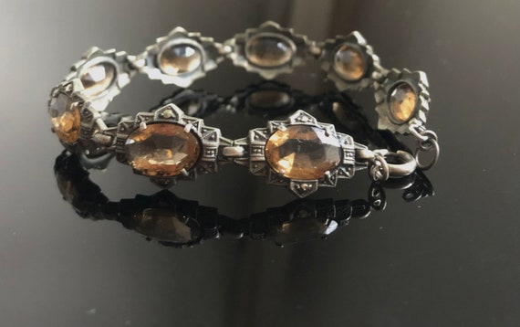 アンティークシルバーとマーカサイトのブレスレット ヴィンテージ