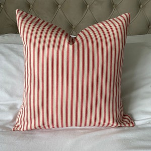 French country pillow cover, large scatter cushion, farmhouse cushions, French vintage, Red ticking striped cushion cover, Christmas