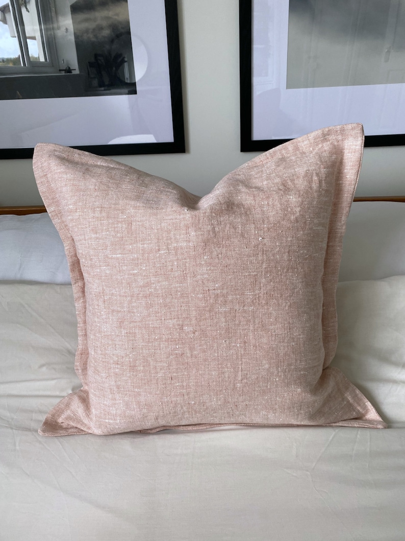 French Farmhouse Cushion Covers Blush Pink Linen Pillows Etsy