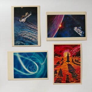 ONE Soviet cosmos postcard, Space rocket, Russian space card, USSR postcard vintage, artists Sokolov and Leonov