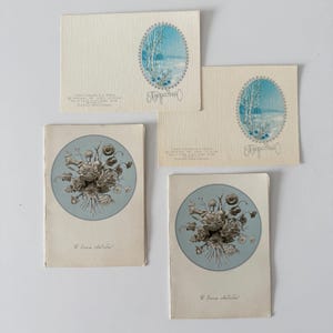 4 Vintage postcards in nice blue color, Soviet postcards, flowers, USSR Greeting postcards, antique cards