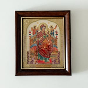 Vintage Russian Orthodox Icon of Panagia Pantanassa | Mother of God &quot;Queen of All&quot; | Virgin Mary Religious Icon
