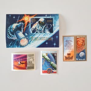 Soviet Space stamp set, USSR 1970s, Soviet cosmonaut, Soviet memorabilia, Soviet space program