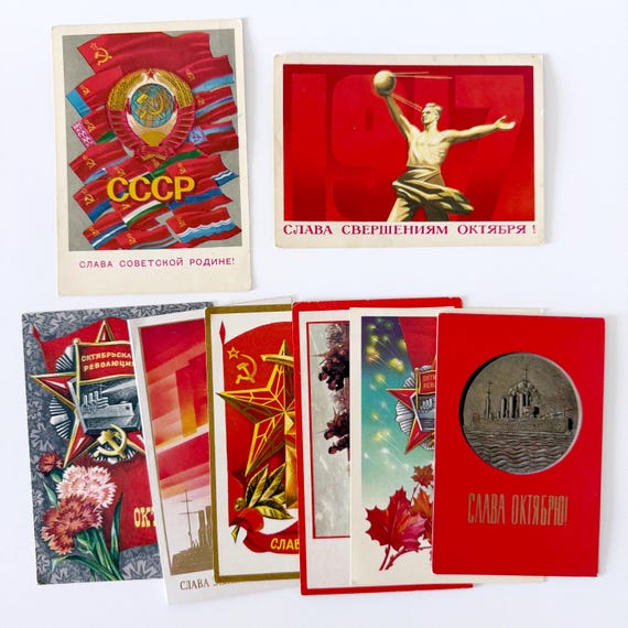 Vintage Soviet October Revolution Postcards – USSR History Memorabilia