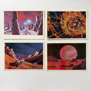 Soviet cosmos postcards, Cosmonaut, Space card, Space rocket, lunar rover, USSR postcard 1973, artist Sokolov