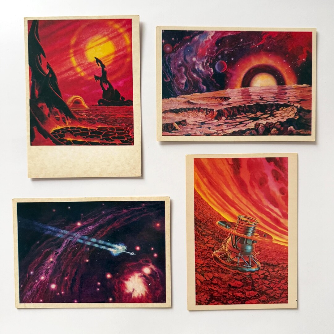 ONE Soviet Cosmos Postcard, Cosmonaut, Space Card, Space Rocket, Lunar ...