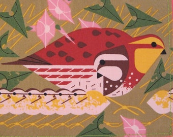 4 Quail Fabric Note Cards FREE SHIPPING set Charley Harper California Quail Lakehouse Family Outing bird birds chick chicks