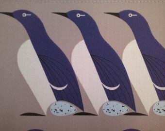 4 Charley Harper Penguin Fabric Note Cards FREE SHIPPING set Murre penguins