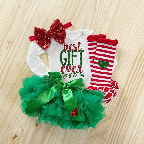 Girls Christmas Outfit, Best Gift Ever, Newborn Christmas Bodysuit, Baby Girl Holiday Bodysuit Outfit, December Baby Outfit, Baby Girl Gift