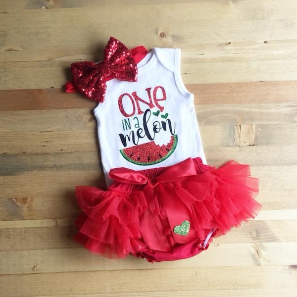 Watermelon 1st Birthday Outfit, Girl's Watermelon Outfit, Summer First Birthday Outfit, One In A Melon Birthday, Girls 1st Birthday Outfit