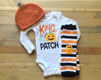 1st Halloween, King of the Pumpkin Patch, Baby Pumpkin Hat, Halloween Outfit For Boys, Baby Boys Halloween Costume, Pumpkin Picking Outfit