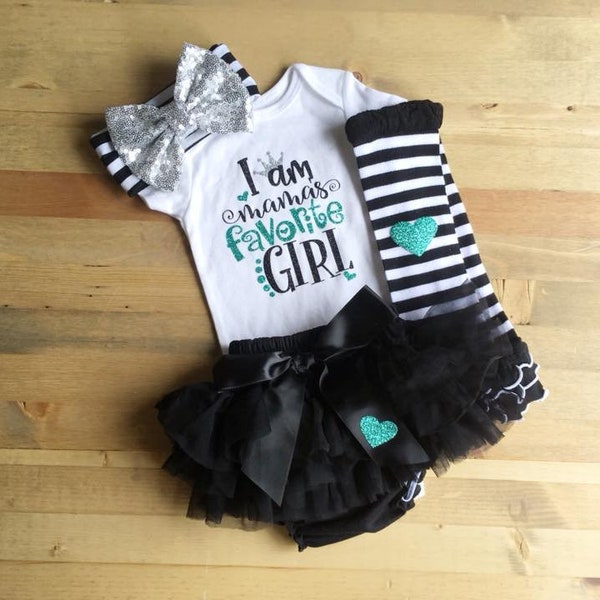 Newborn Baby Girl Outfit, Mama and Me Outfit, Mamas Favorite Girl, Outfit For Baby Girl, Newborn Clothes, Girl Coming Home Hospital Outfit