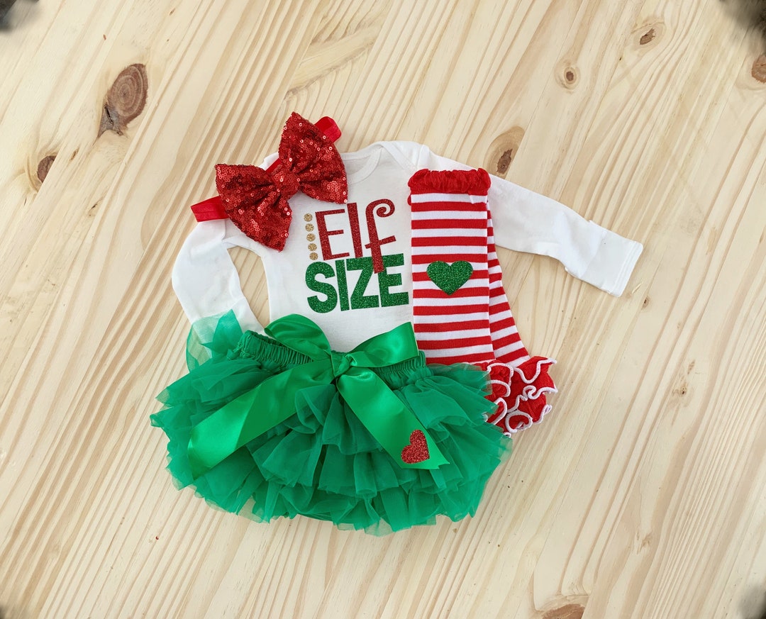1st Christmas Outfit for Girls, Toddler Elf Costume, Girls Christmas
