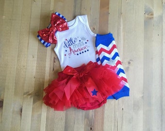 Patriotic Baby Outfit, Miss America Baby Girls 4th of July Outfit, July Baby, Toddler Americana Shirt, July 4th Baby Outfit, 1st 4th of July