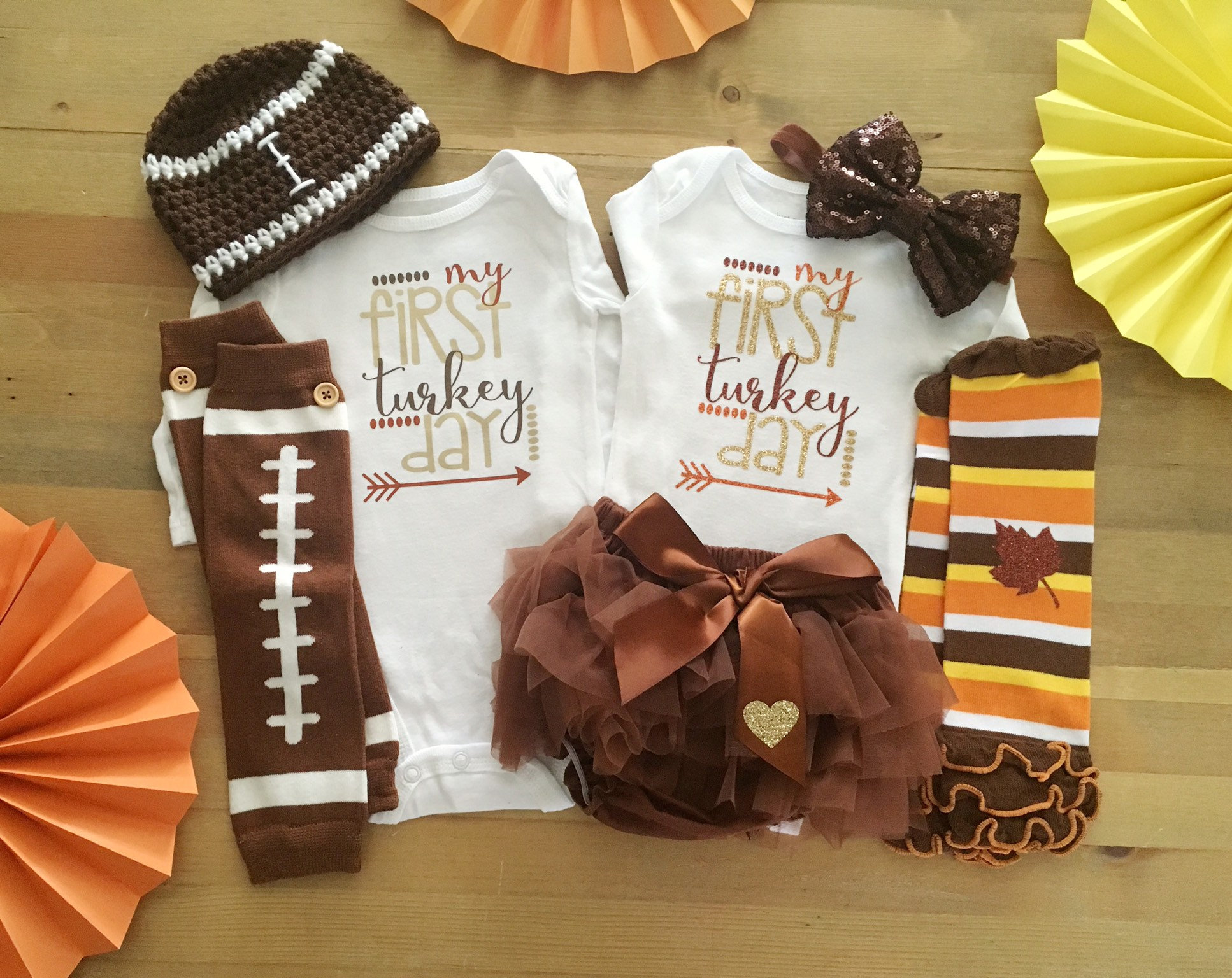 Twins 1st Thanksgiving Outfit Boy girl Twins First Turkey Day