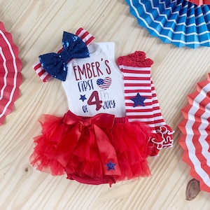 Girls First 4th of July Outfit, Babies 1st Fourth of July, Newborn Independence Day Outfit, Baby Holiday Bodysuit Outfit, Baby Shower Gift