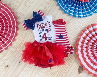 Girls First 4th of July Outfit, Babies 1st Fourth of July, Newborn Independence Day Outfit, Baby Holiday Bodysuit Outfit, Baby Shower Gift