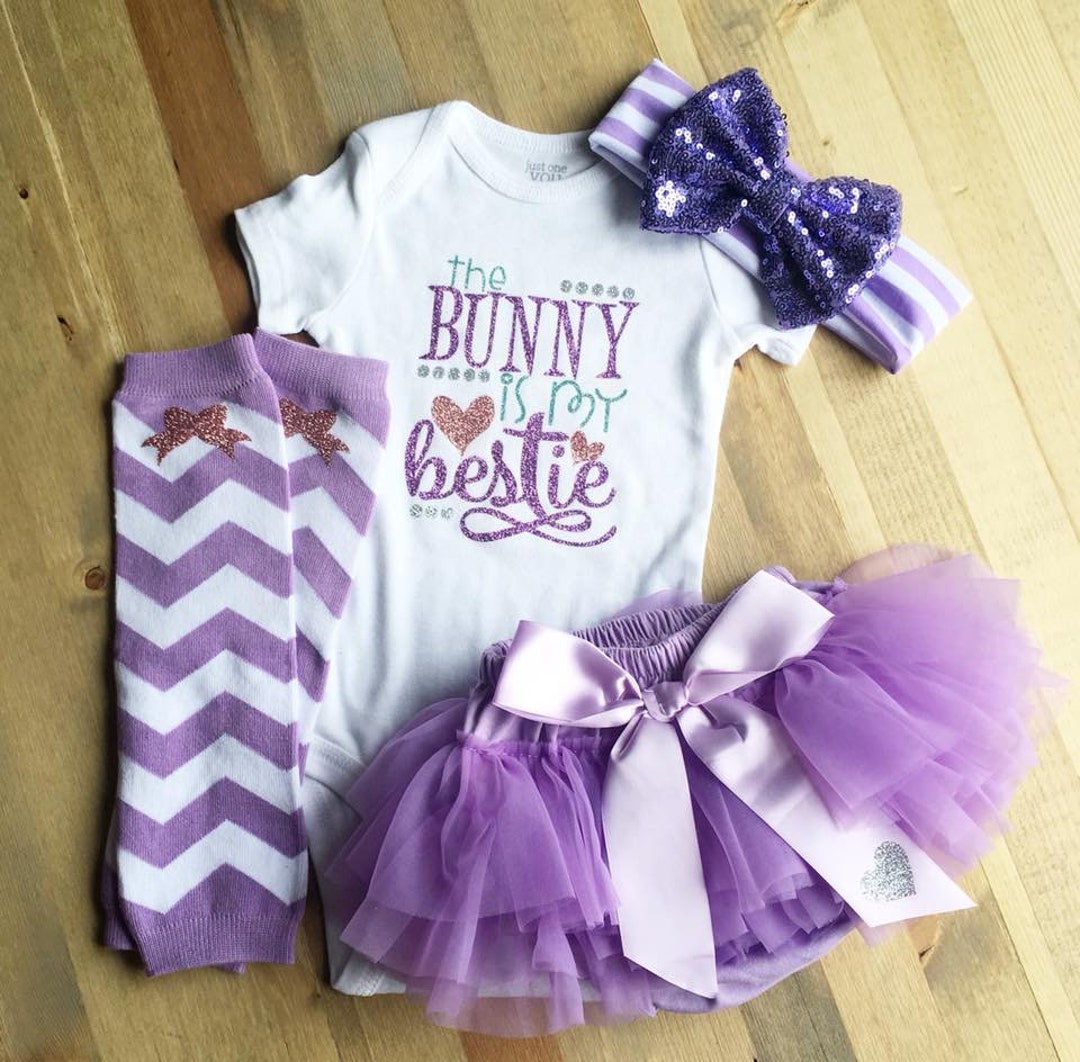 Baby Girls Easter Tutu Outfit Bunny is My Bestie Purple Etsy