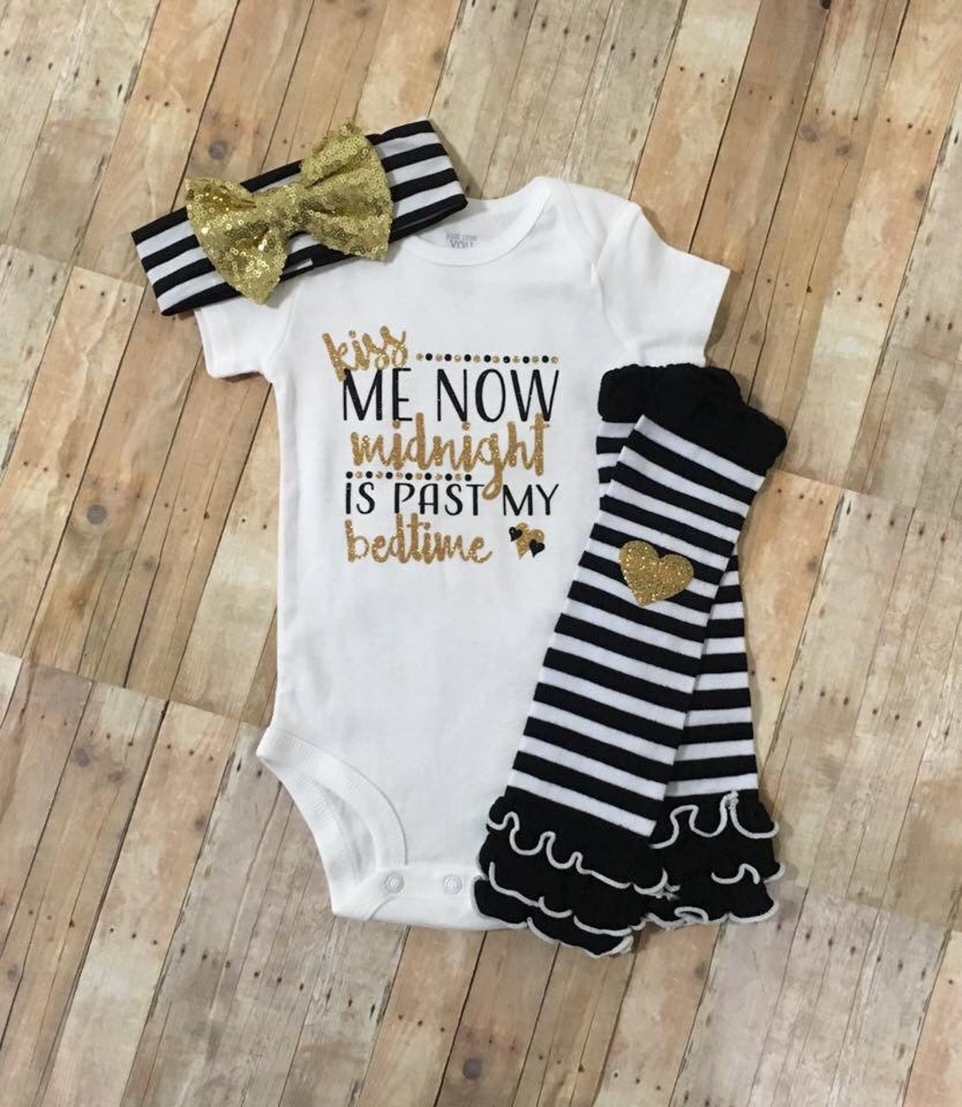 Baby Girls New Years Eve Outfit, Kiss Me Before Midnight, Newborn NYE