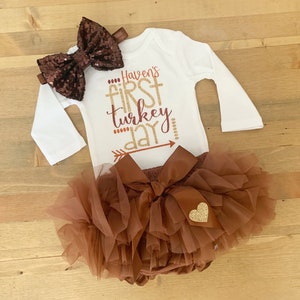 My First Thanksgiving Outfit, Baby’s 1st Turkey Day Dress, Baby Shower Gift, Thankful Dress, Girls Thanksgiving Tutu, Monogramed Baby Gift