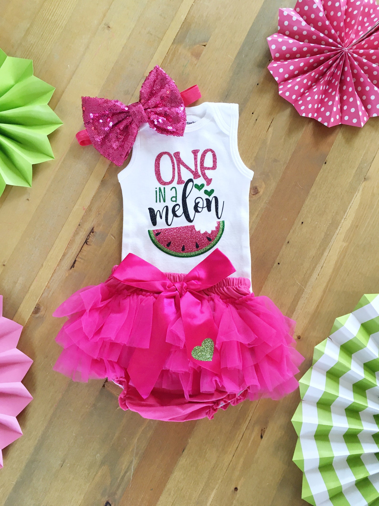 Hot Pink Watermelon 1st Birthday Outfit Watermelon Outfit Etsy