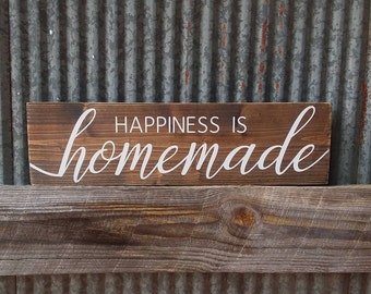 Happiness is Homemade Rustic Wood Sign - Kitchen Decor