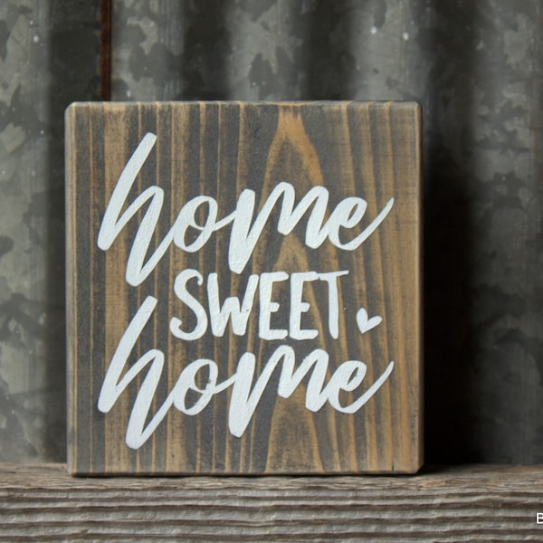 Home Sweet Home Small Rustic Wood Sign Reclaimed Wood Country Decor Hand Painted Small Wood Sign Mini Sign Tiered Tray Decor Farmhouse Sign