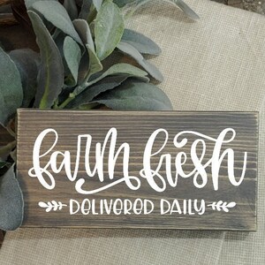Farm Fresh Wood Sign | Farmhouse Style Decor | Reclaimed Wood Sign | Country Sign | Custom Painted Sign | Small Kitchen Sign | Farm Sign