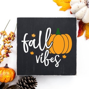 Fall Vibes Small Wood Sign Fall Block Tiered Tray Décor Pumpkin Mini Sign Rustic Wood Sign Mini Wood Block Halloween Sign Mini Sign Gifts