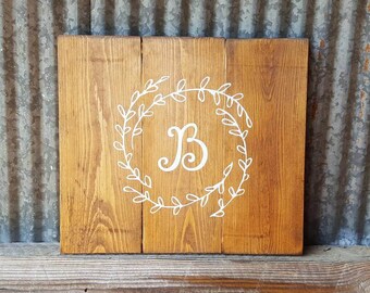 Reclaimed Wood Monogram Sign | Rustic Initial, Wedding Gift