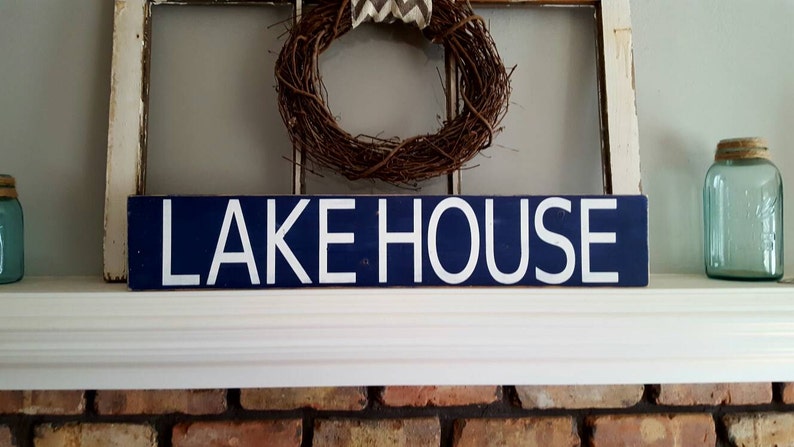 Lakehouse Sign Rustic Reclaimed Wood Lake Decor Lake House Sign Custom Hand Painted Wood Sign Country Lake Sign Lakehouse Decor Wall Art image 1