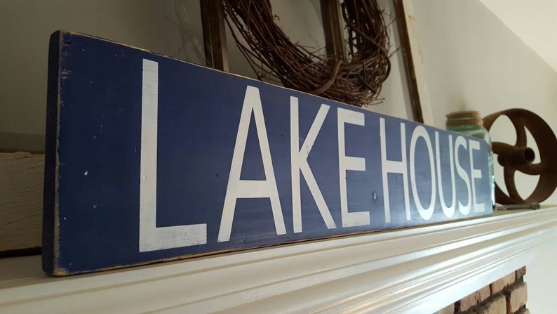 Lakehouse Sign Rustic Reclaimed Wood Lake Decor Lake House Sign Custom Hand Painted Wood Sign Country Lake Sign Lakehouse Decor Wall Art image 2