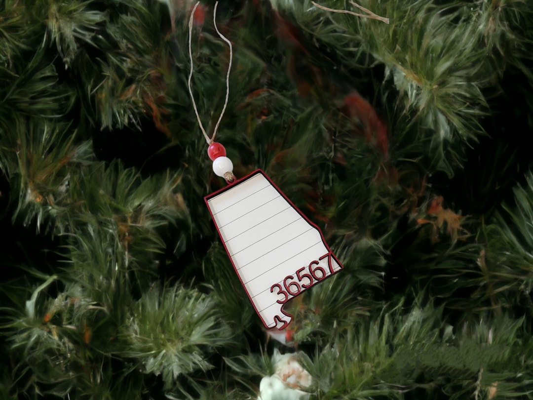 Custom Ornament Zip Code Ornament Wooden State Charm Custom Zip Code