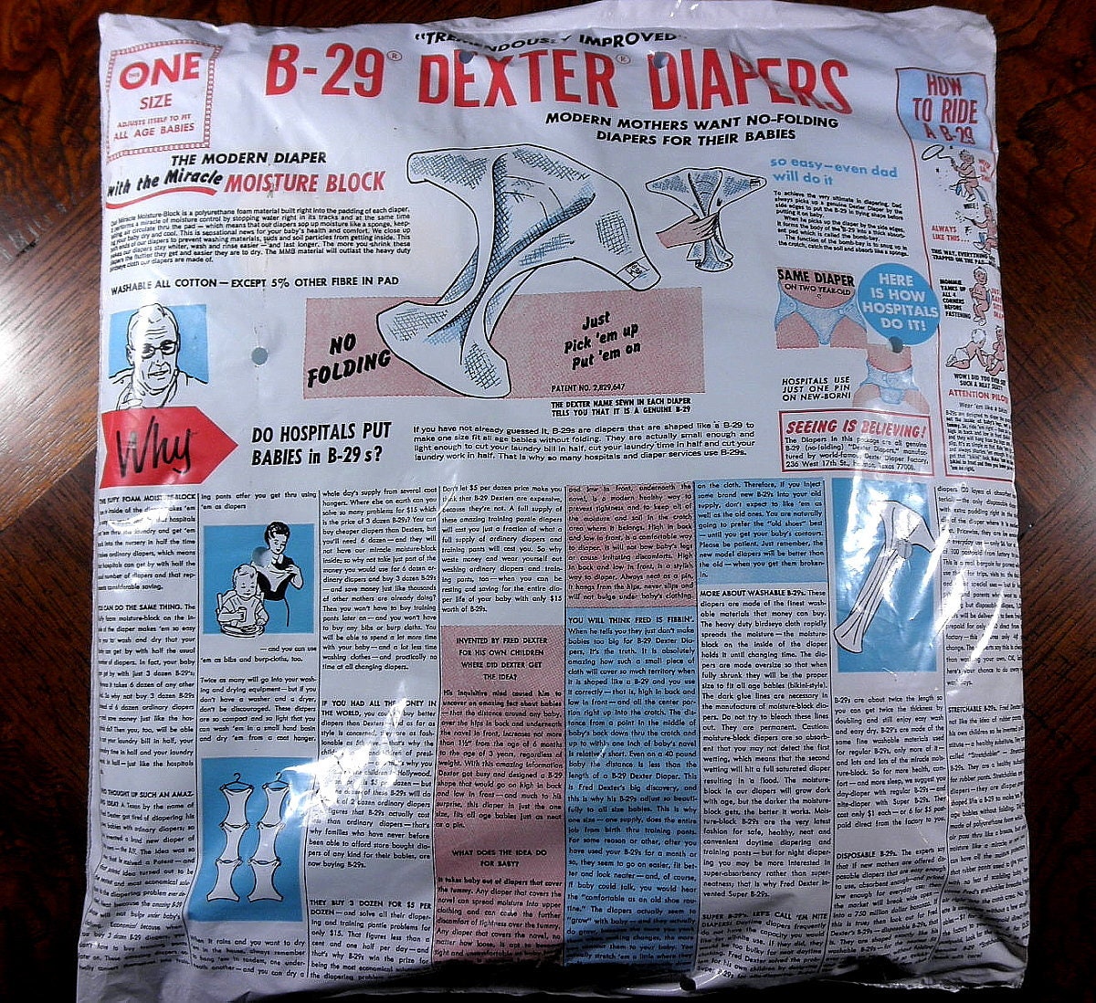 RARE Dexter 1950s B-29 Baby Diapers NOS Houston Tx OOAK picture