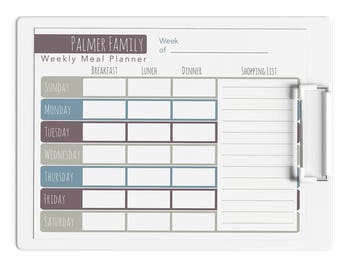 Weekly Meal Planner Printable, Editable PDF, Personalized, 2019 Daily Planner, Grocery List, Shopping, Family, Home Organization, Calendar