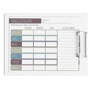 Meal Planner Printable, Weekly, Spanish, Editable PDF, Personalized, 2019 Daily Planner, Grocery List, Shopping, Family, Semanario, Home