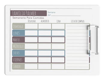 Meal Planner Printable, Weekly, Spanish, Editable PDF, Personalized, 2019 Daily Planner, Grocery List, Shopping, Family, Semanario, Home