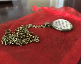 Steampunk Necklace - Magnified Quote with adjustable 26 inch chain