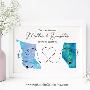 Impresión madre de larga distancia - Regalo para mamá - regalo del día de la madre - El amor entre la madre y la hija no conoce la distancia que se aleja del regalo para la madre