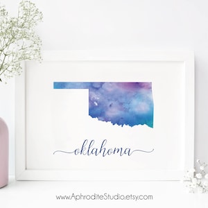 Oklahoma digital print - Oklahoma watercolor poster - Travel Decor - Gift for travel lover - Oklahoma wall art print - Oklahoma watercolor