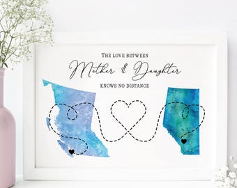 Long distance mother print - Gift for mom - mother's day gift - Love between mother and daughter knows no distance moving away gift for mom