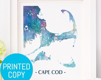 Cape Cod print - Cape Cod map print - Cape Cod watercolor - Lake house decor - Cape Cod art print - Martha's Vineyard print Nantucket print