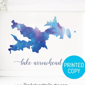 Lake Arrowhead print - Lake Arrowhead map print - Lake house decor - Lake Arrowhead watercolor - Lake Arrowhead art print - Cabin decor