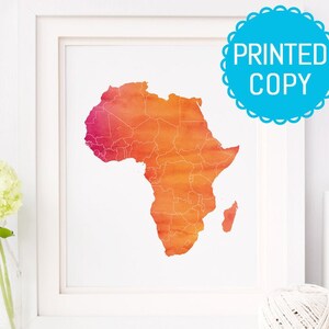 Africa print - Africa map print - Africa watercolor print - Travel Decor print - Gift for travel lover - Africa map art - watercolor print